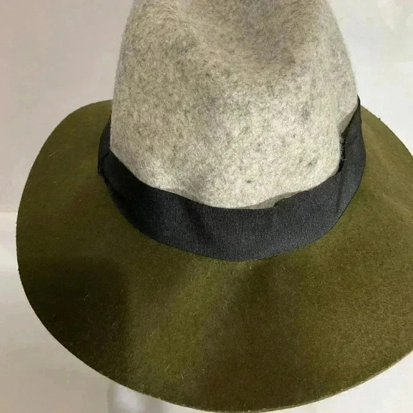Target 100% Wool Fedora Colorblock Hat Green & Gray - Picture 3 of 8